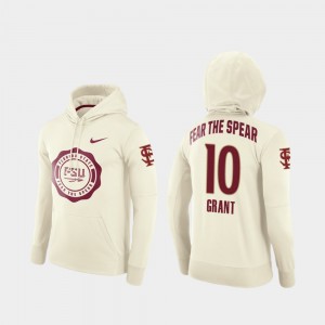 Men's Florida State Seminoles Rival Therma Cream Anthony Grant #10 College Football Pullover Hoodie 324071-642