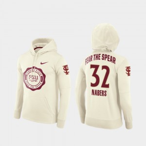 Men's Florida State Seminoles Rival Therma Cream Gabe Nabers #32 College Football Pullover Hoodie 198469-187