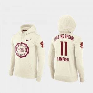 Men's Florida State Seminoles Rival Therma Cream George Campbell #11 College Football Pullover Hoodie 464596-922