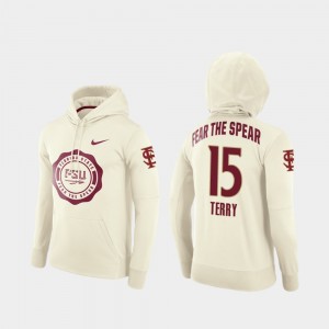 Men's Florida State Seminoles Rival Therma Cream Tamorrion Terry #15 College Football Pullover Hoodie 290071-731